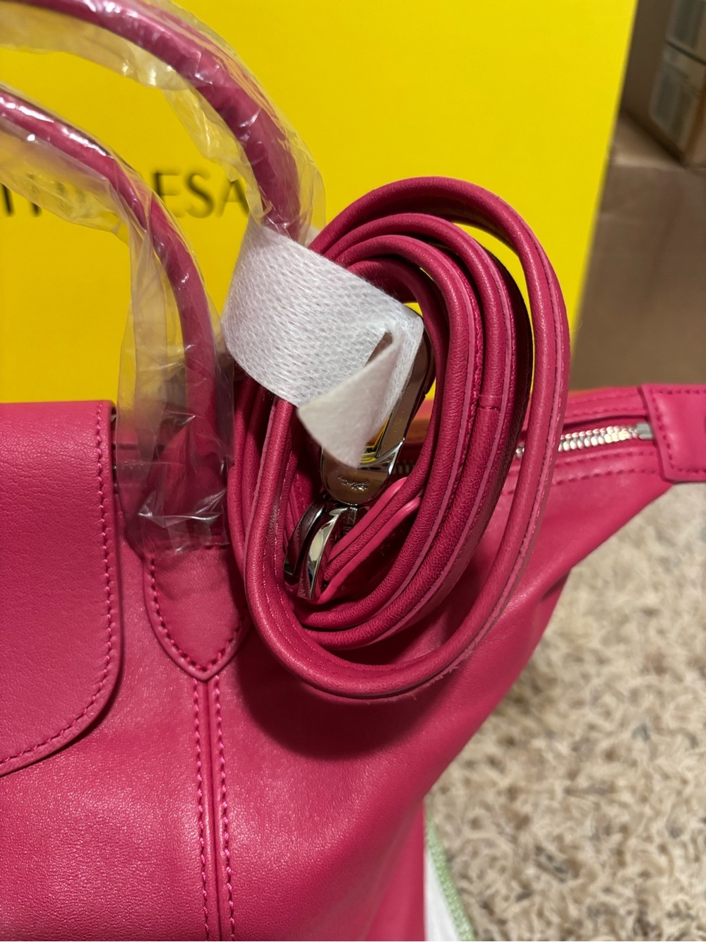 Longchamp Le Pliage Cuir Medium Leather Shoulder Bag Tote NEW - Picture 4 of 12